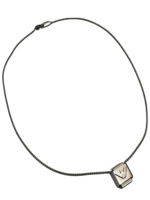 Men's Square Eagle Logo Necklace Silver - EMPORIO ARMANI - BALAAN 3