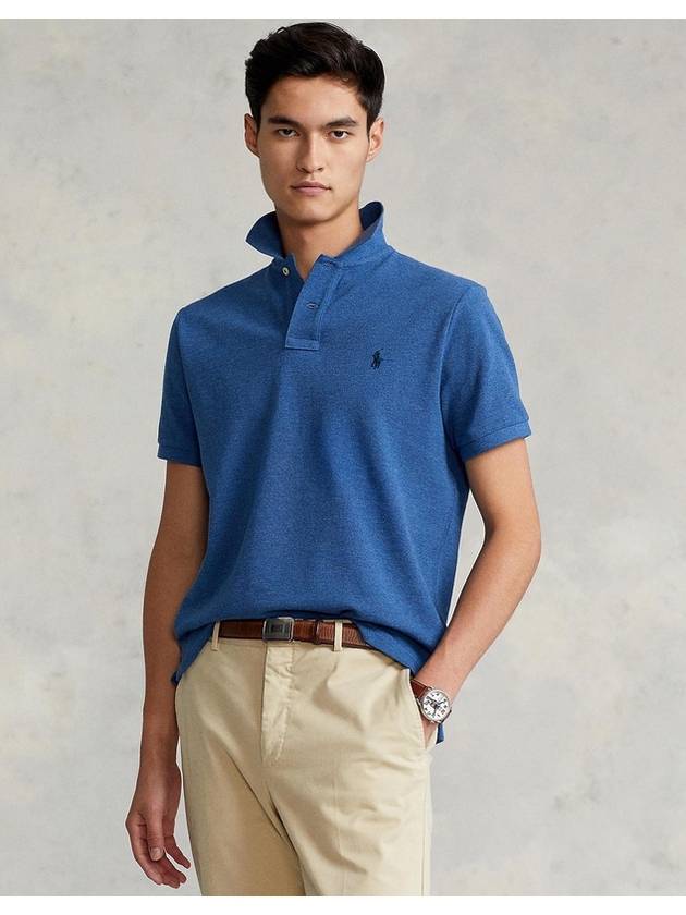 Embroidered Navy Pony Slim Fit Polo Shirt Blue - POLO RALPH LAUREN - BALAAN 2