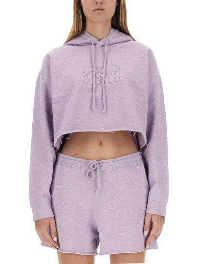 Crop Logo Hoodie Purple - GANNI - BALAAN 2