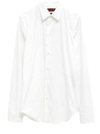 Stretch Cotton Poplin Long Sleeve Shirt White - GUCCI - BALAAN 1