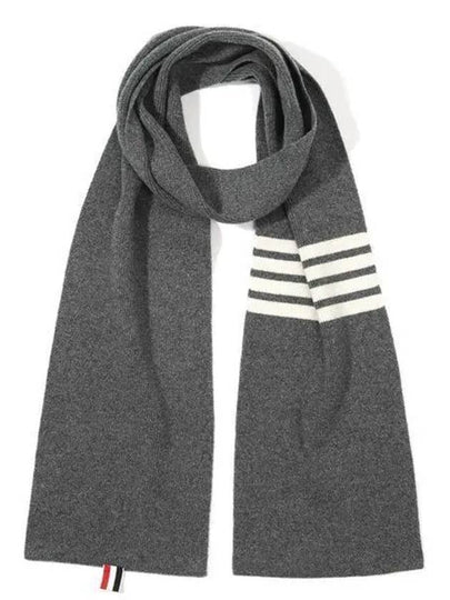 Striped Cashmere Muffler Grey - THOM BROWNE - BALAAN 2