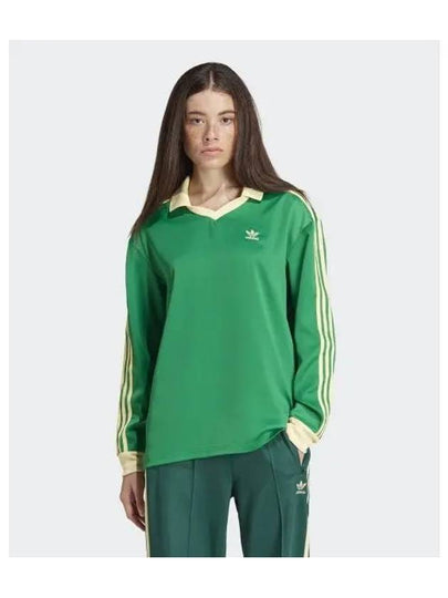 3 Stripe Satin Long Sleeve T Shirt Green - ADIDAS - BALAAN 2