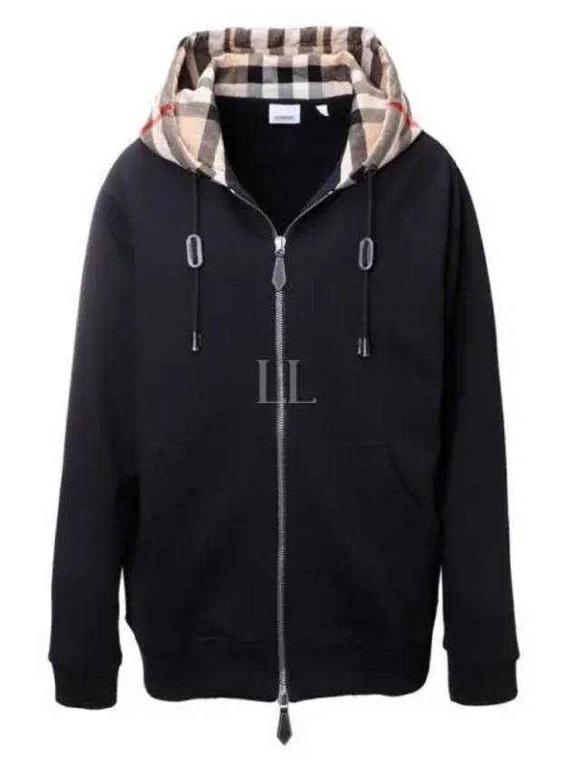 Check Hood Cotton Zip Up Hoodie Black Archive Beige - BURBERRY - BALAAN 2