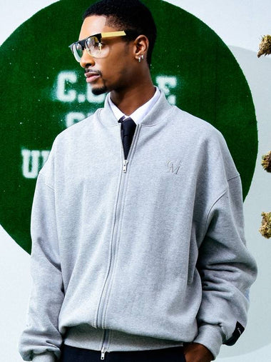 Fleece Back Cotton Jersey and Padded Shell Zip Up Sweatshirt Grey - C.O.M.E - BALAAN 1