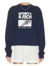 Motion Club Crew Neck Cotton Sweatshirt Navy - SPORTY & RICH - BALAAN 2