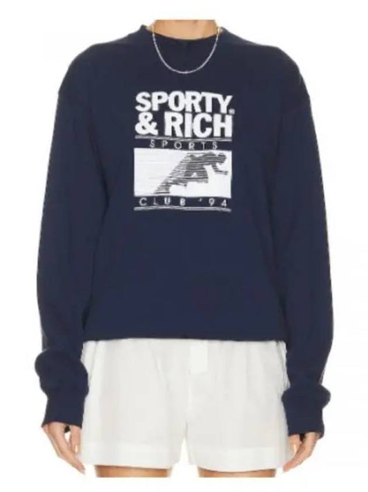 Hooded Sweatshirt CR885NA NAVY WHITE BLUE - SPORTY & RICH - BALAAN 2