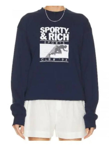 SPORTS CLUB 94 CREWNECK NAVYwhite CR885 Crew Neck Sweatshirt - SPORTY & RICH - BALAAN 1