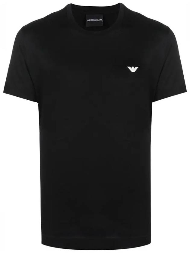 Logo Embroidery Short Sleeve T Shirt Black - EMPORIO ARMANI - BALAAN 2