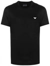 Logo Embroidery Short Sleeve T Shirt Black - EMPORIO ARMANI - BALAAN 3