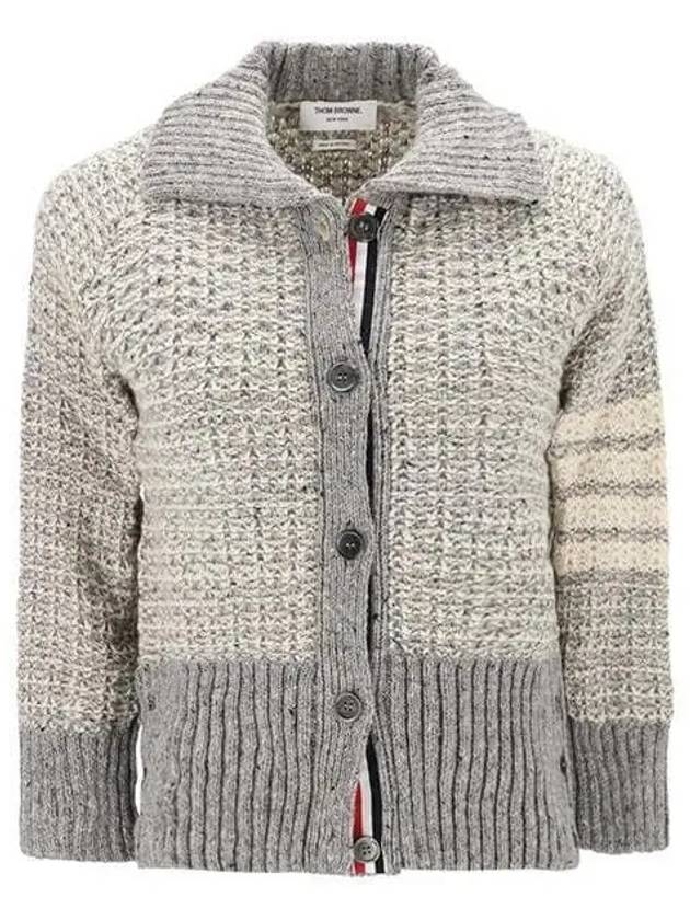 Tom Brown 4 Bar Tweed Polo Cardigan Gray - THOM BROWNE - BALAAN 2