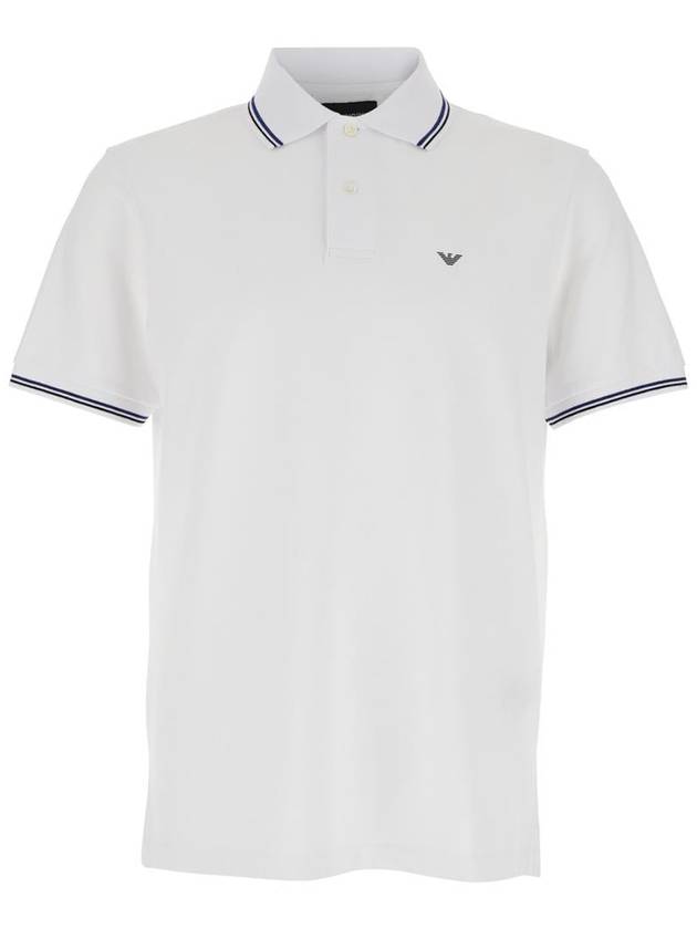 Slim Fit Cotton PK Shirt White - EMPORIO ARMANI - BALAAN 2