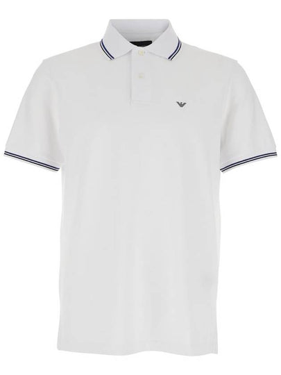 Slim Fit Cotton PK Shirt White - EMPORIO ARMANI - BALAAN 2