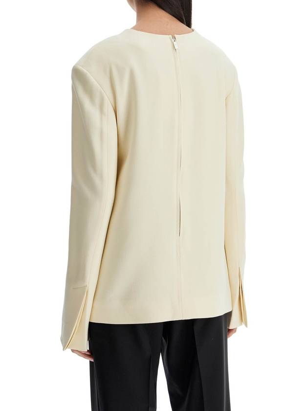 beige long sleeve top with applied pockets in viscose and wool - TOTEME - BALAAN 3