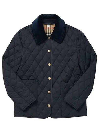 Corduroy Collar Quilted Jacket Dark Blue - BURBERRY - BALAAN 2