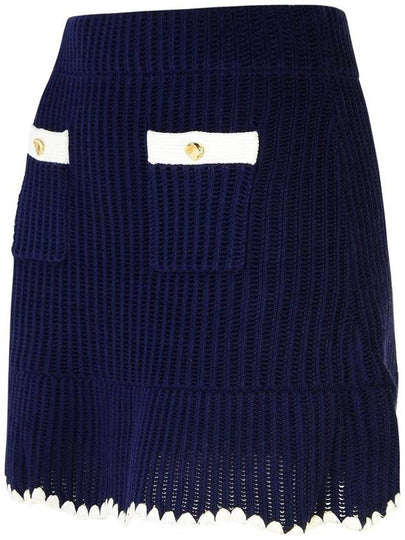 Self-Portrait 'Crochet' Skirt In Navy Cotton Blend - SELF PORTRAIT - BALAAN 2