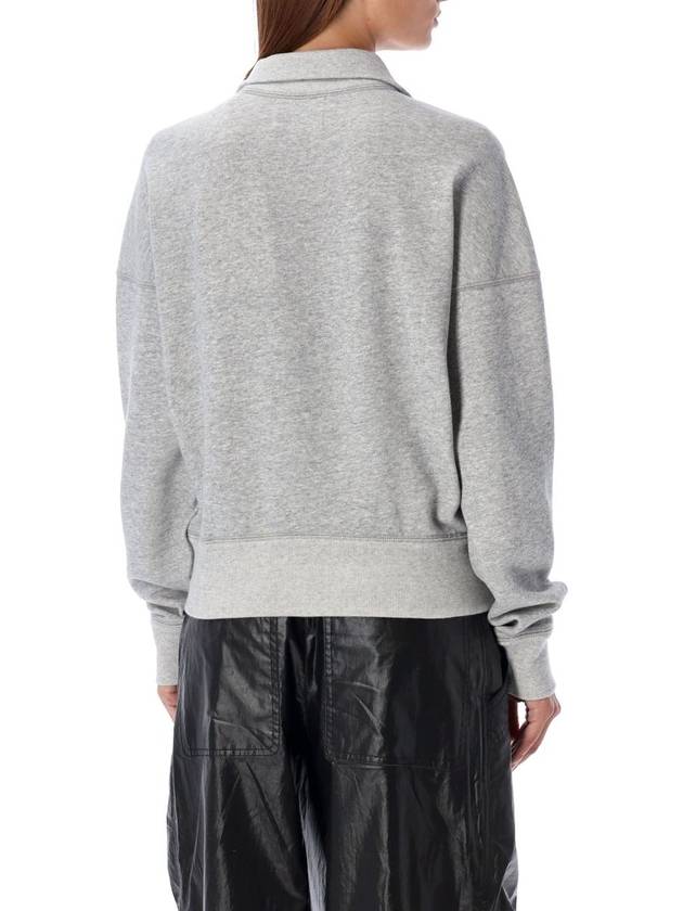 Ross Stand-Up Collar Short Cotton Sweatshirt Grey White - ISABEL MARANT ETOILE - BALAAN 3