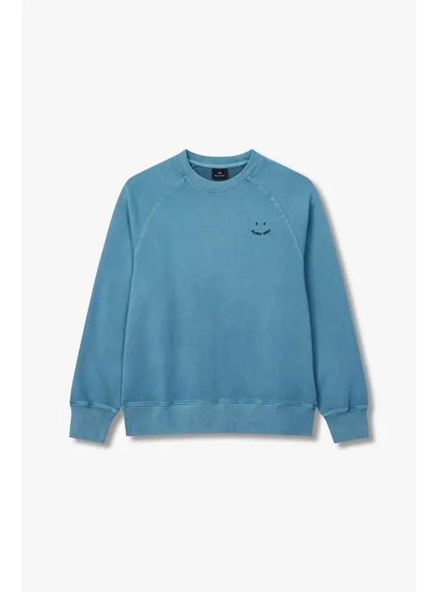 PS Happy Logo Raglan Sweatshirt Blue - PAUL SMITH - BALAAN 1