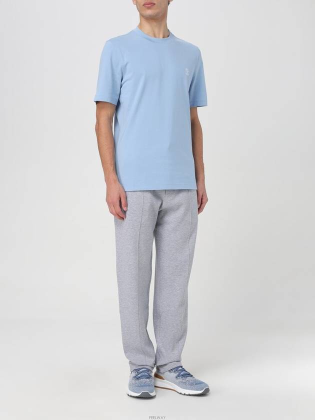 Logo Short Sleeve T-shirt Blue - BRUNELLO CUCINELLI - BALAAN 6