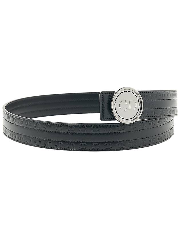 CD Circle Buckle Leather Belt Black - DIOR - BALAAN 4