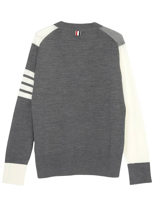 Men's Sustainable Classic Diagonal Wool Cardigan Tonal Grey - THOM BROWNE - BALAAN 4