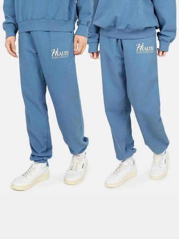 Big H Cotton Jogger Pants Steel Blue White BIG H SWEATPANT - SPORTY & RICH - BALAAN 1