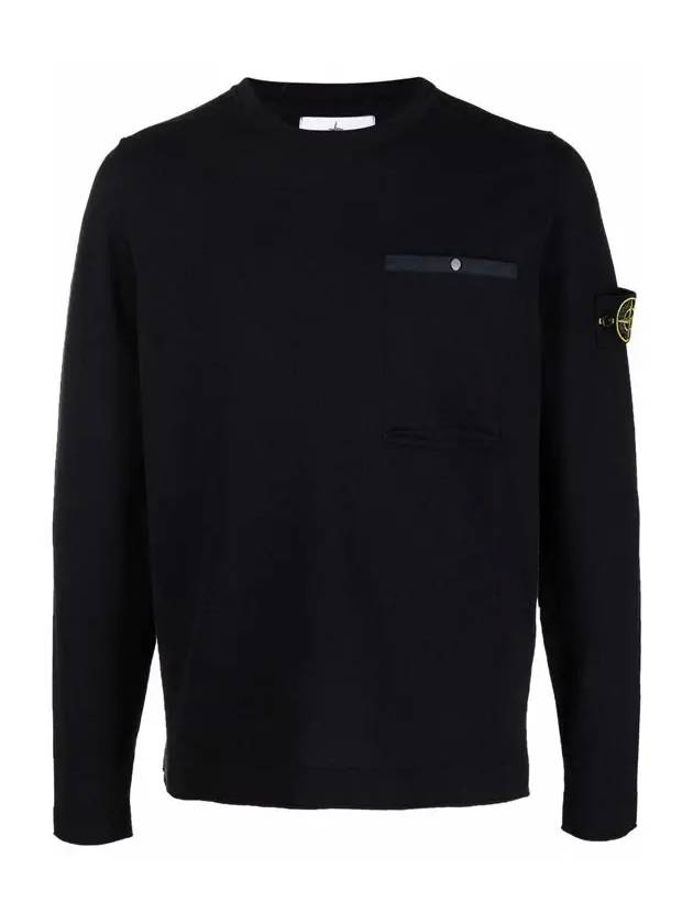 Wappen Patch Low Pocket Knit Top Navy - STONE ISLAND - BALAAN 3