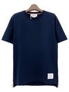 Men's Side Slit Relaxed Short Sleeve T-Shirt Navy - THOM BROWNE - BALAAN 2