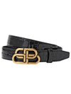 Women's Crocodile Embossed BB Buckle Thin Belt Black - BALENCIAGA - BALAAN 2