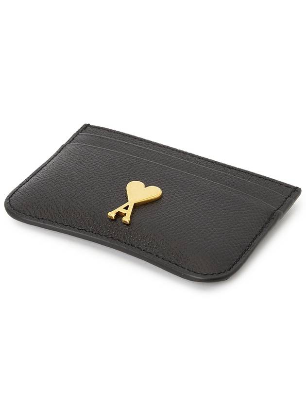 Metal Logo Leather Card Wallet Gold Black - AMI - BALAAN 4