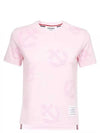 Women's Anchor Logo Round Short Sleeve T-Shirt Pink - THOM BROWNE - BALAAN 2