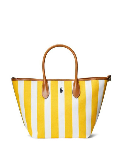 Striped Canvas Medium Tote Bag Yellow - POLO RALPH LAUREN - BALAAN 1