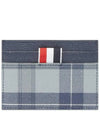 Checked Leather Card Wallet Grey - THOM BROWNE - BALAAN 3