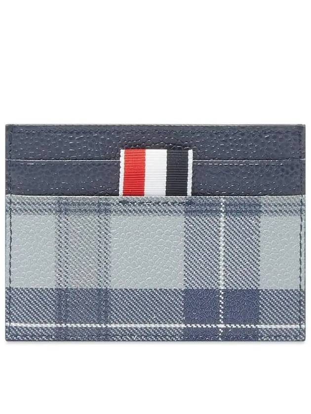 Checked Leather Card Wallet Grey - THOM BROWNE - BALAAN 3