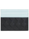 Intrecciato Two-Tone Card Wallet Blue - BOTTEGA VENETA - BALAAN 1