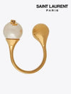 YSL Logo Pearl Ring Aging Brass Gold - SAINT LAURENT - BALAAN 3