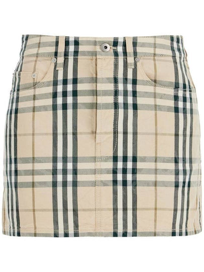 Check Denim Mini H-Line Skirt Grain - BURBERRY - BALAAN 2