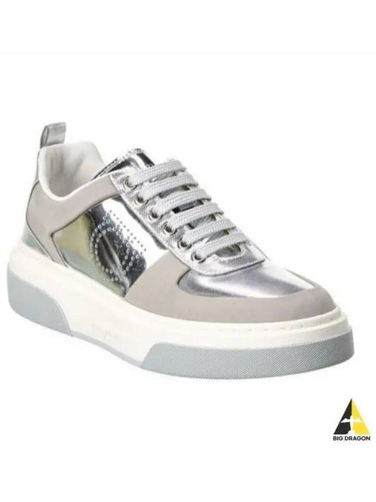 Metallic Low-Top Sneakers Grey - SALVATORE FERRAGAMO - BALAAN 2