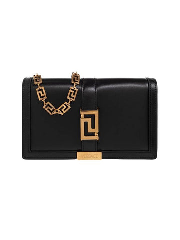 Greca goddess Gold Mini Calf Leather Shoulder Bag Black - VERSACE - BALAAN 1