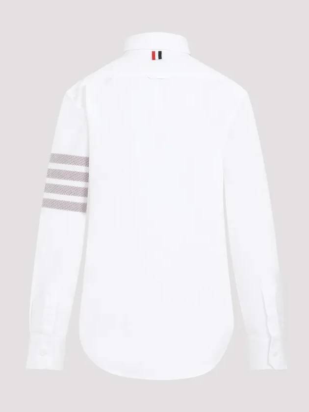 4 Bar Striped Cotton Long Sleeve Shirt White - THOM BROWNE - BALAAN 3