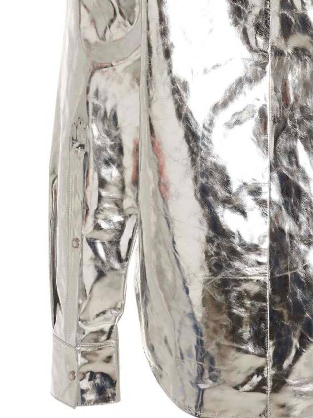 Metallic Effect Over Long Sleeve Shirt Silver - VETEMENTS - BALAAN 5