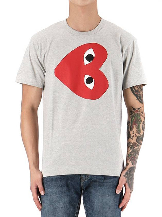 Men's Rotate Red Big Heart Print Short Sleeve T-Shirt P1 T264 1 Gray - COMME DES GARCONS PLAY - BALAAN 2