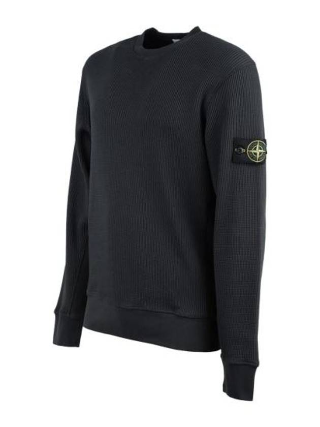 6100008 Organic Cotton Waffle Fleece Crew Neck Sweatshirt Navy - STONE ISLAND - BALAAN 4