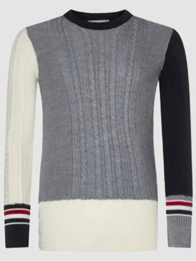 Fun Mix Irish Cable Merino Wool Pullover Knit Top - THOM BROWNE - BALAAN 3