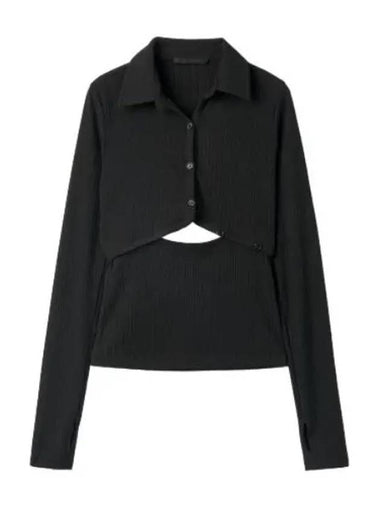 cut out button up t shirt black - HELMUT LANG - BALAAN 1