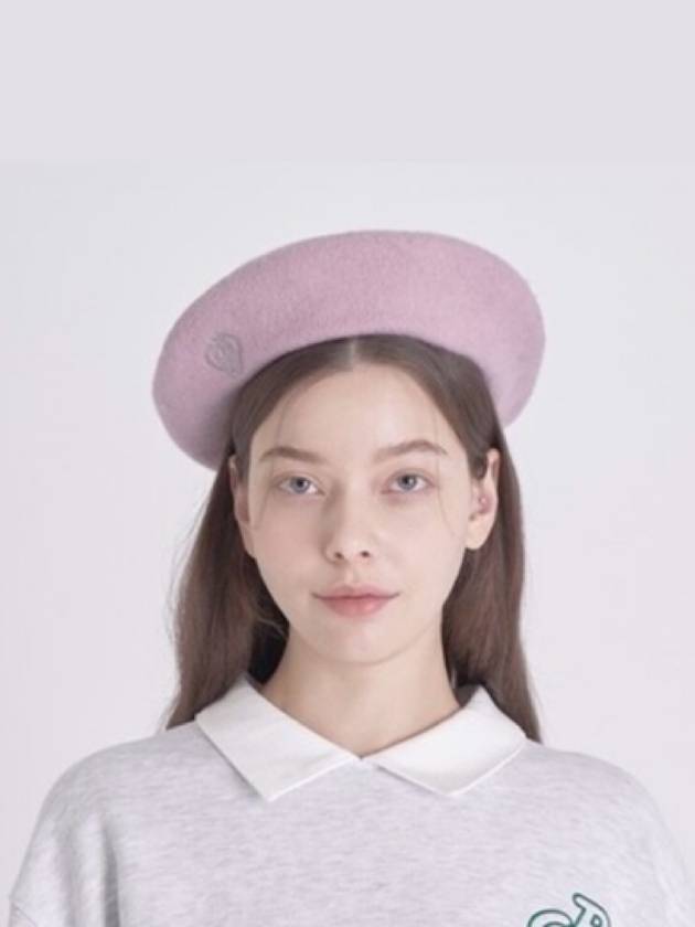 HEART LOGO WOOL BERET HATPink - PLAYBOO - BALAAN 1