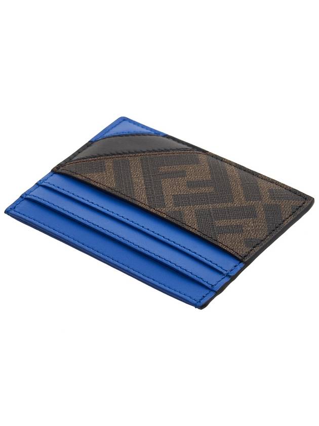 Diagonal FF Canvas Leather Card Wallet Blue - FENDI - BALAAN 5