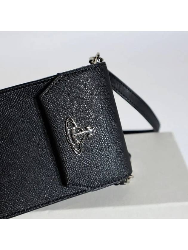 Fake Leather ORB Logo Strap Phone Pouch Black - VIVIENNE WESTWOOD - BALAAN 7