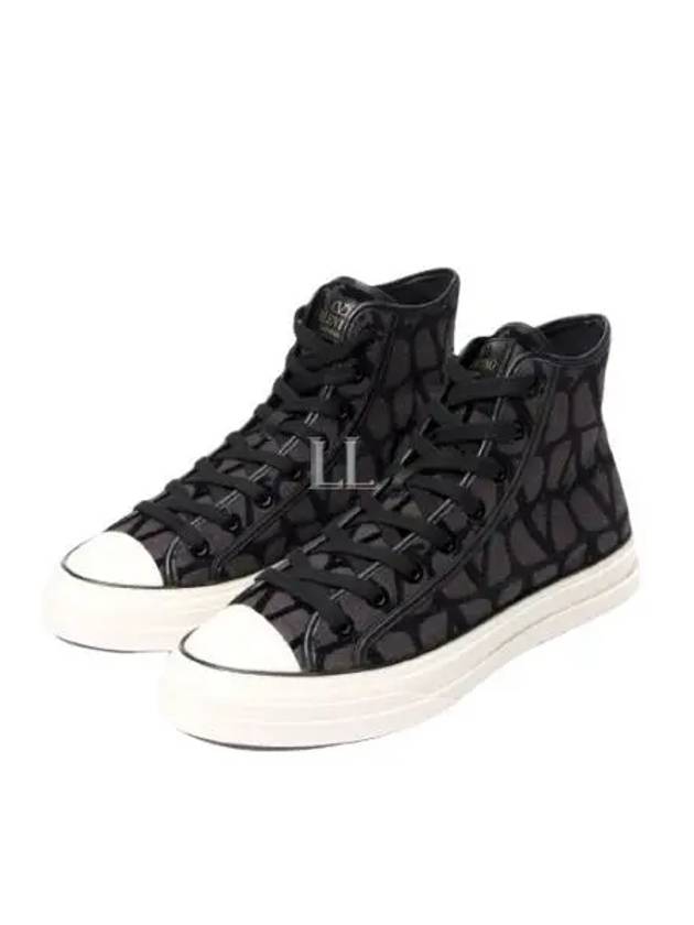 Toile Iconographe High Top Sneakers Brown - VALENTINO - BALAAN 2