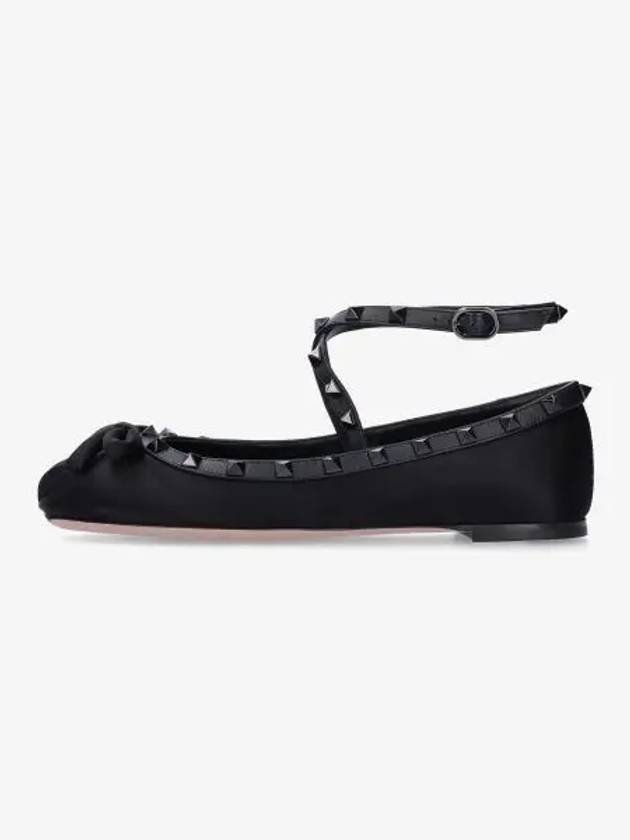 Women's Rockstud Leather Ballerina Black - VALENTINO - BALAAN 2