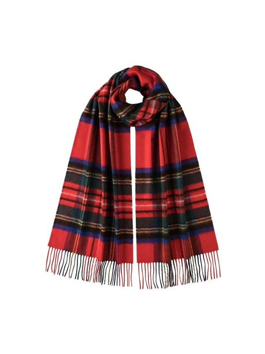 Iconic Tartan Oversized Cashmere Scarf Royal Stuart - JOHNSTONS OF ELGIN - BALAAN.